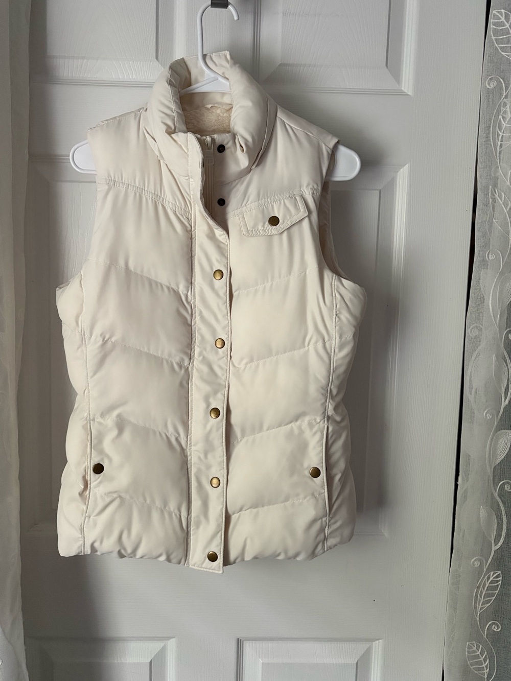 Banana Republic Women's Puffer Vest Jacket Sherpa lining sz M missing hoodie